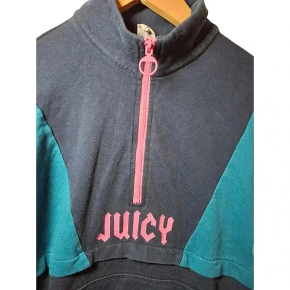 Juicy Womens Pullover Sweatshirt Long Sleeve High Neck 1/4 Zip, Navy Blue S - Picture 7 of 15